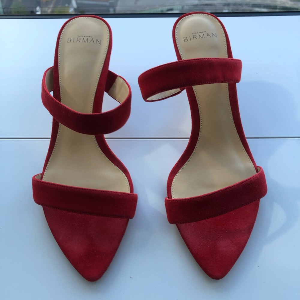 Alexandre Birman Red Suede Kitten Heel Women's Sandals 39